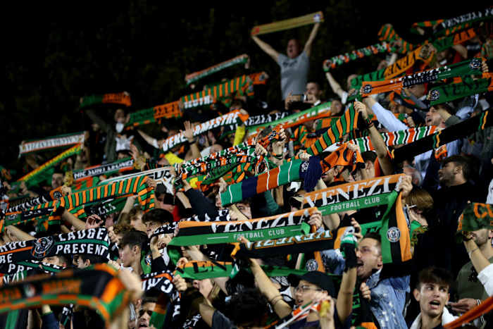 Venezia supporters at the Stadio Penzo
