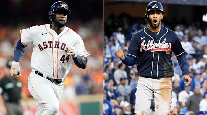Astros DH Yordan Alvarez and Braves left fielder Eddie Rosario