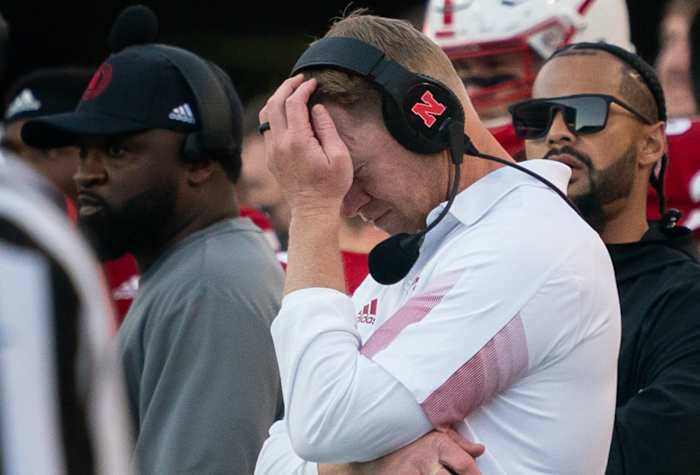 Scott Frost after fourth quarter interception 2021 Purdue USATSI_17061589 cropped