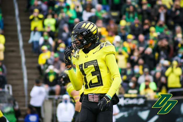 Oregon Ducks safety Bryan Addison against the Colorado Buffaloes.