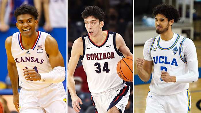 Kansas's Remy Martin; Gonzaga's Chet Holmgren; UCLA's Johnny Juzang