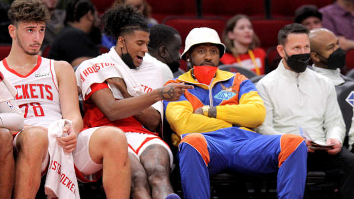 John Wall on the Rockets bench