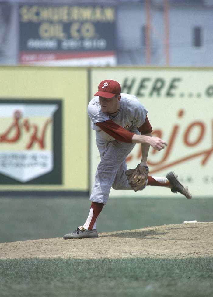 Jim Bunning in action at Connie Mack Stadium