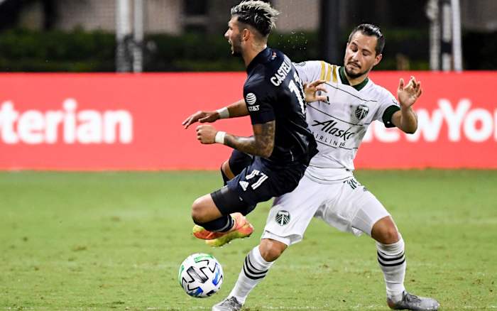 NYCFC's Taty Castellanos and Portland's Sebastian Blanco