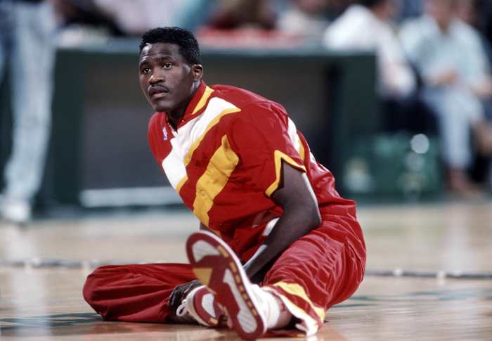 Atlanta Hawks forward Dominique Wilkins (21) prior to the game against the Seattle Supersonics at the Center Coliseum.
