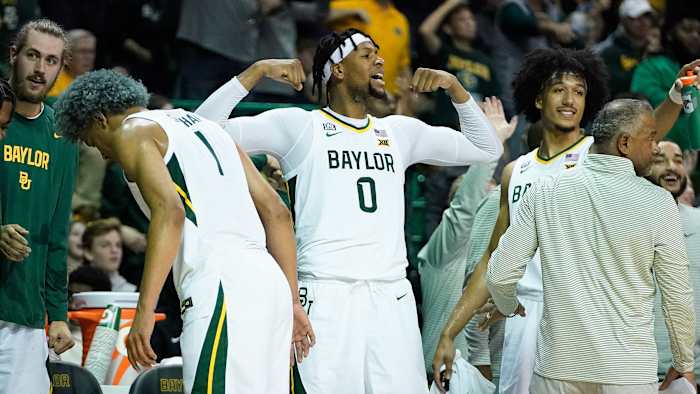 Baylor's Flo Thamba celebrates