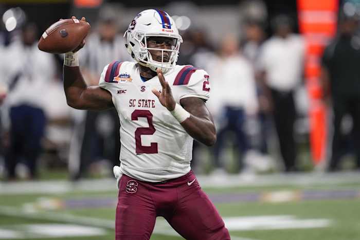 South Carolina State Bulldogs quarterback Corey Fields Jr. (2)