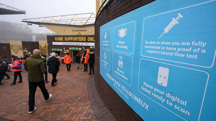 Premier League fans at Wolves' Molineux Stadium