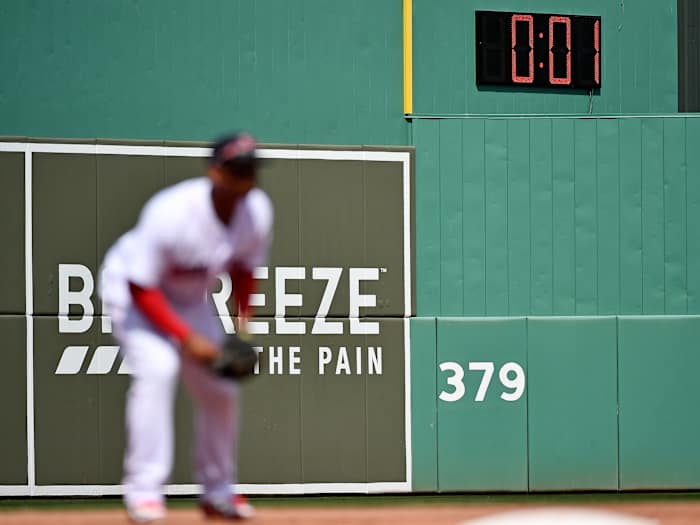 A general view of the pitch clock in use during the fifth inning of the spring training game between the Boston Red Sox and the New York Mets at JetBlue Park.