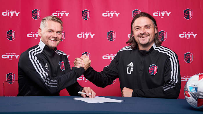 Bradley Carnell and Lutz Pfannenstiel of St. Louis City SC