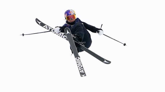Tess Ledeux of France competes during the finals of Freeski Big Air at the 2021 FIS Aspen Snowboard & Freeski World Championships.