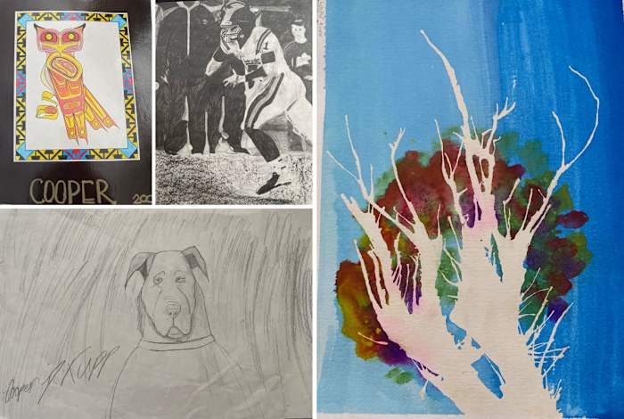 A collection of Cooper Kupp's high school art work