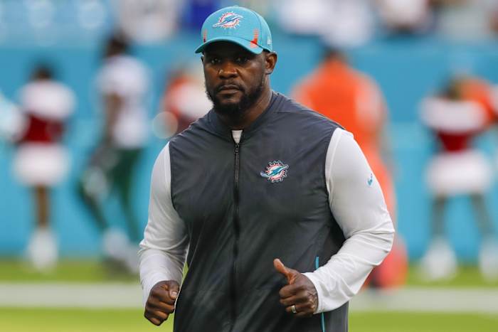 Former Miami Dolphins head coach Brian Flores. Mandatory Credit: Sam Navarro-USA TODAY Sports