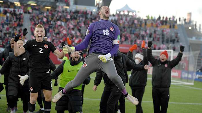 Canada celebrates its win vs. the USMNT
