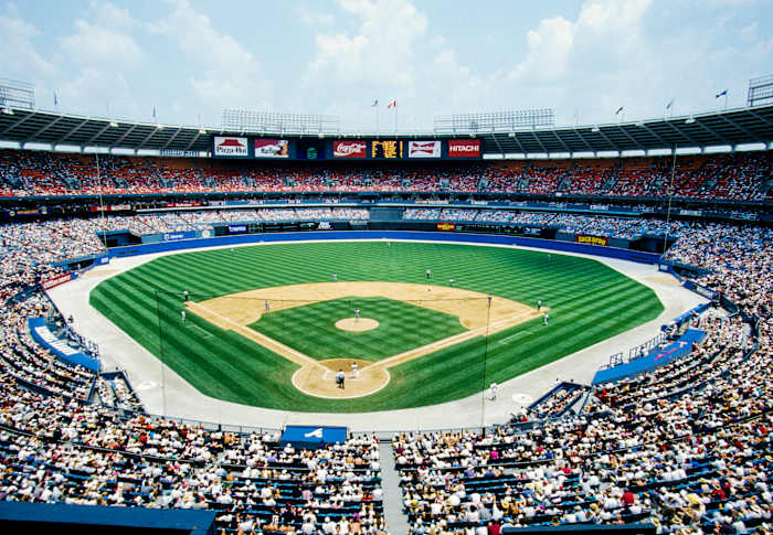 General view of Fulton County Stadium home of the Atlanta Braves during the 1996 season.