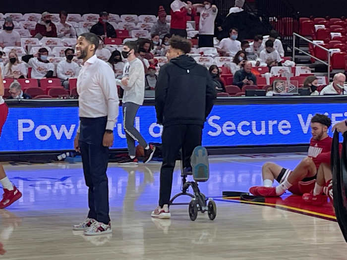 Indiana guard Rob Phinisee needed a scooter to get around the Xfinity Center in College Park, Md., on Saturday.