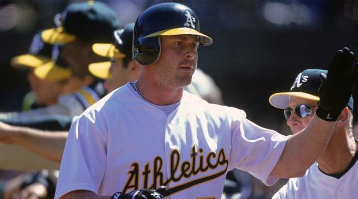 Jeremy Giambi #7 of the Oakland Athletics
