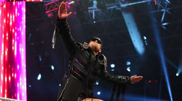 The Miz makes an entrance before wrestling Rey Mysterio.
