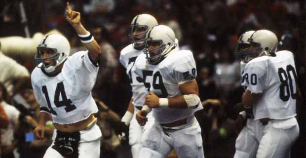 Penn State Nittany Lions players celebrate winning the college football national championship.