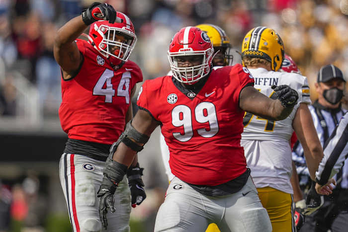 Georgia DT Jordan Davis celebrates tackle