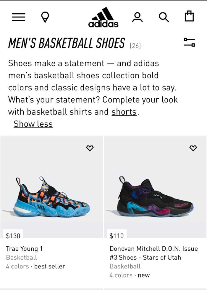 Adidas Trae Young 1 is the best-selling basketball shoe on adidas website.
