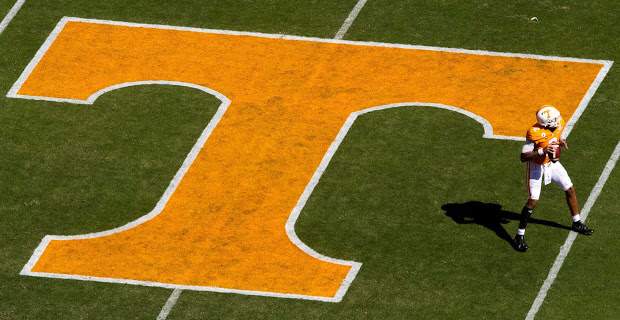 Scenes at midfield at a Tennessee Volunteers game during the college football season in the SEC.