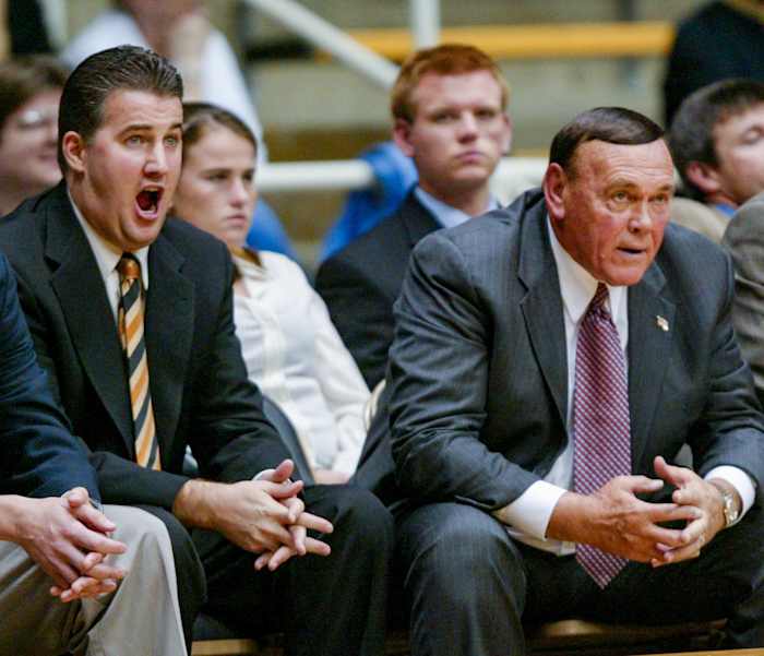 Before taking over as coach, Matt Painter, left, worked as an assistant under Purdue’s preceding coach, Gene Keady.
