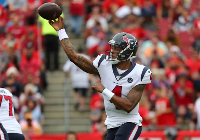 Houston Texans quarterback Deshaun Watson (4). Mandatory Credit: Kim Klement-USA TODAY Sports