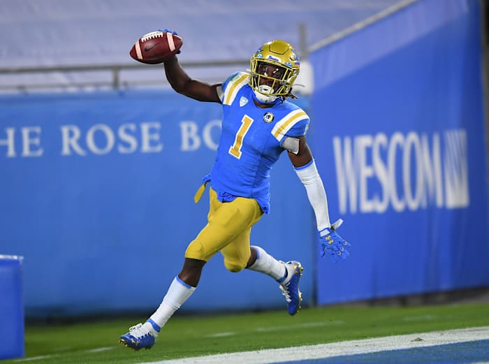 Former UCLA cornerback Jay Shaw returns an interception back for a touchdown.
