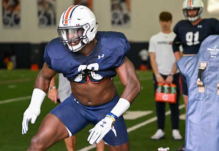 Derick Hall (29) at Auburn football practice on Friday, March 18, 2022 in Auburn, Ala. Todd Van Emst/AU Athletics