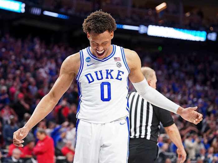 Wendell Moore Jr. celebrates Duke’s Texas Tech win