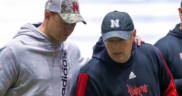 Scott Frost and Bill Busch 2022.03.30 spring practice 1