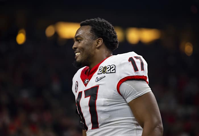 Georgia LB Nakobe Dean smiles in National Championship Game