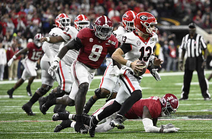 Alabama LB Christian Harris pressures quarterback in National Championship Game