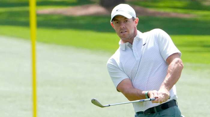 Rory McIlroy practices at Augusta National in advance of the 2022 Masters.