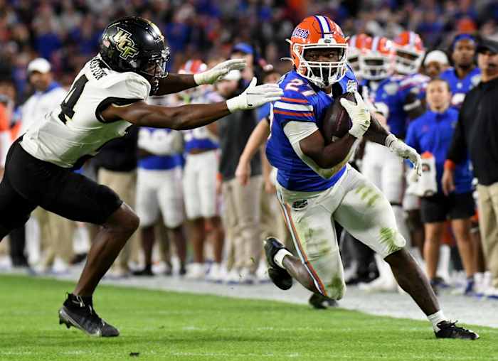Florida Gators running back Dameon Pierce (27) runs the ball against the UCF Knights. Mandatory Credit: Jonathan Dyer-USA TODAY Sports