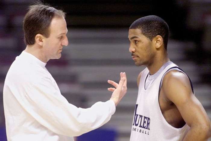 A young Thad Matta coaches LaVall Jordan.