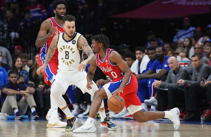Indiana Pacers guard Gabe York made his NBA debut Saturday afternoon in Philadelphia.