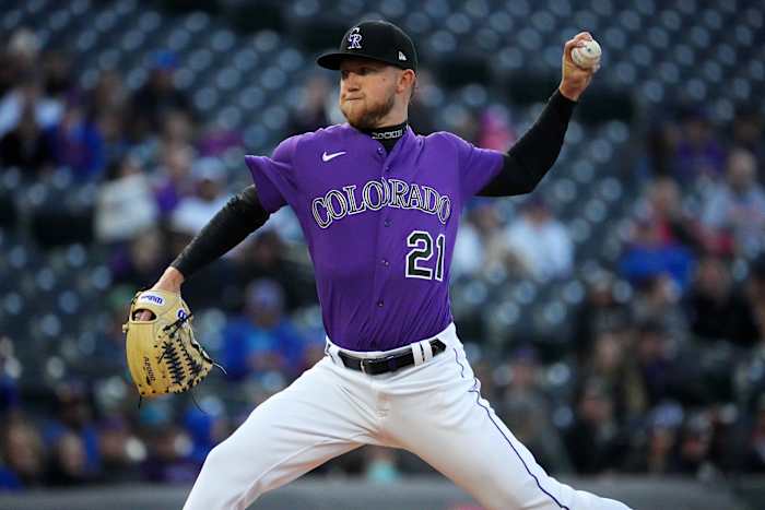 Kyle Freeland delivers a pitch.