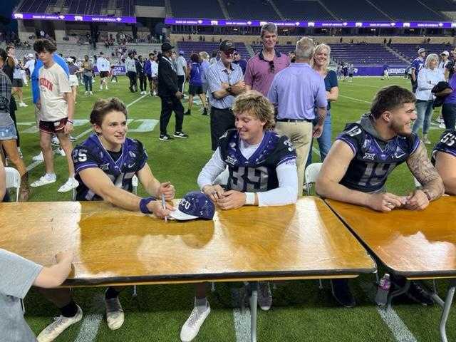 TCU Spring Football Game #25 James Koshakji_#39 Griffin Kell_#19 Jared Wiley_autographs