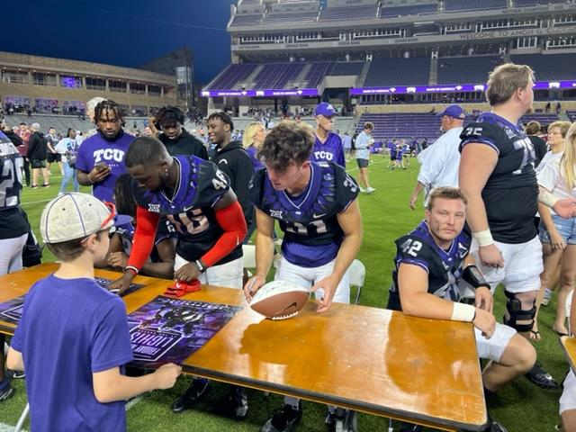 TCU Spring Football Game_#46 Daveion Crawford_#31 Jordy Sandy_#42 Brent Matiscik_autographs