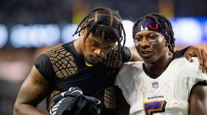 Ravens stars Lamar Jackson and Marquise “Hollywood” Brown.