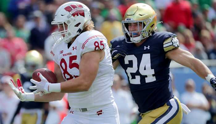 Wisconsin tight end Clay Cundiff (Credit: MARK HOFFMAN/MILWAUKEE JOURNAL SENTINEL via Imagn Content Services, LLC)