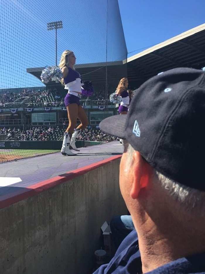 John's last baseball game. It was at Lupton against GCU. He loved the showgirls and went home and said "I got to watch some baseball too."
