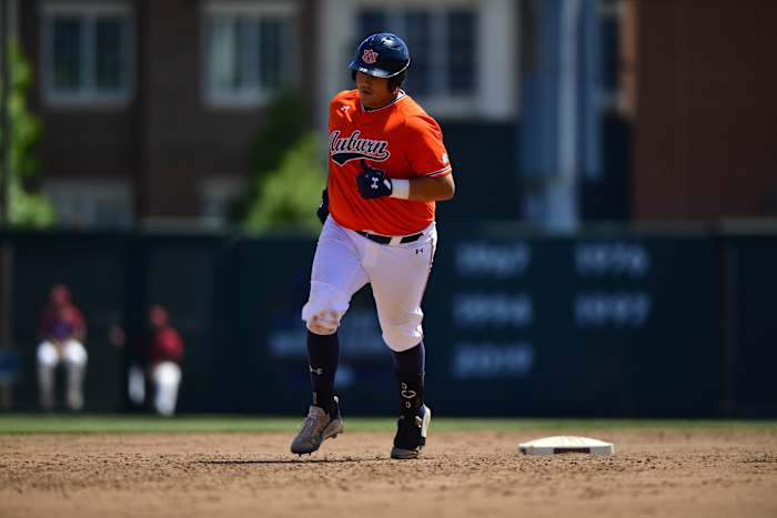 Auburn baseball's Sonny Dichiara vs Arkansas.