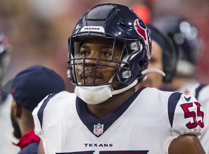 Houston Texans defensive end DeMarcus Walker (55) against the Arizona Cardinals at State Farm Stadium.