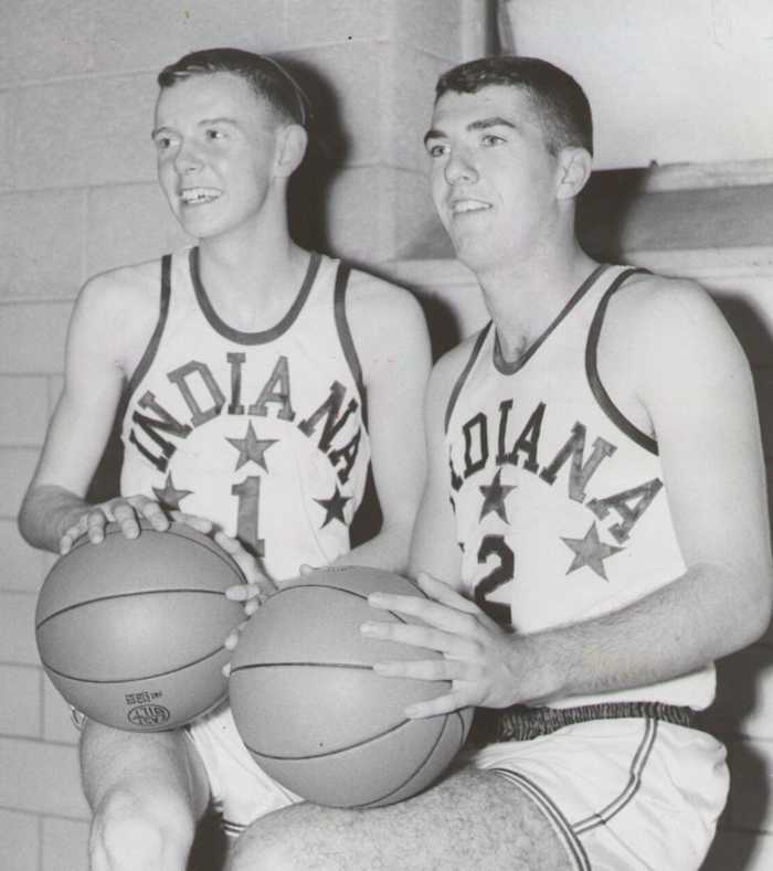 New Castle's Ray Pavy (right) and Kokomo's Jimmy Rayl (left) before the 1959 Indiana-Kentucky All-Star game (Photo courtesy of USA Today Network).