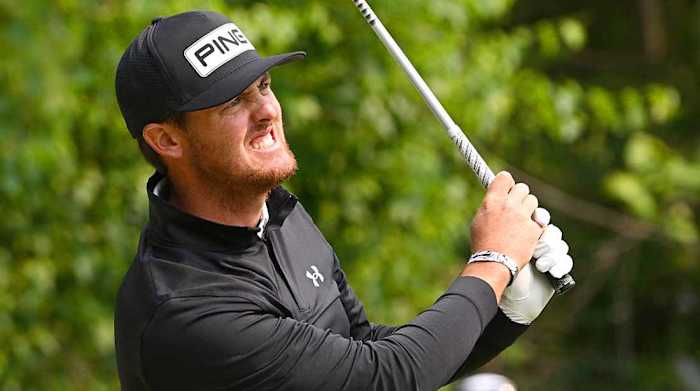 Mito Pereira watches a shot in the final round of the 2022 PGA Championship.