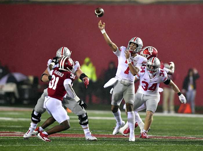 Ohio State QB C.J. Stroud throws pass