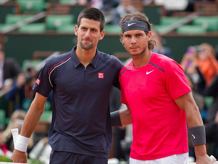 Novak Djokovic and Rafael Nadal at the French Open